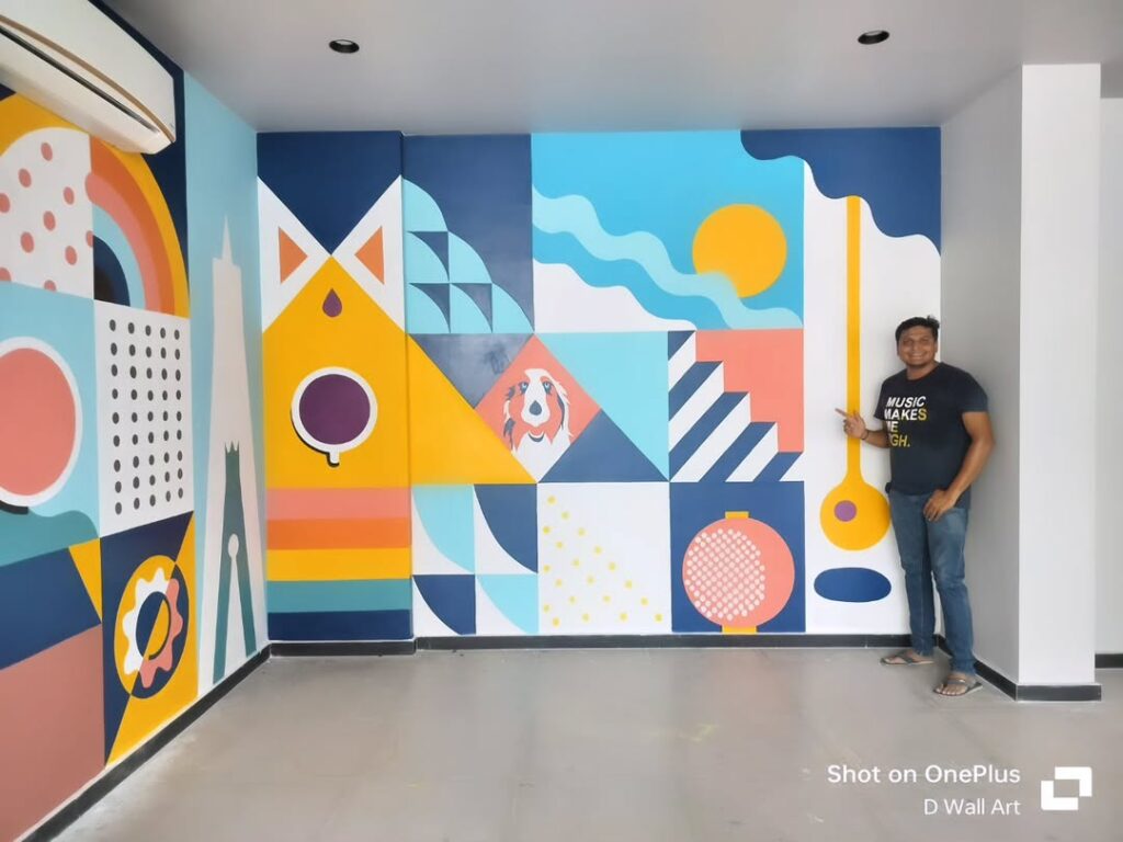 Geometric wall art painting for Aston homes 3