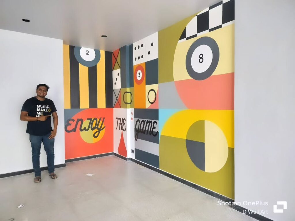 Geometric wall art painting for Aston homes 1